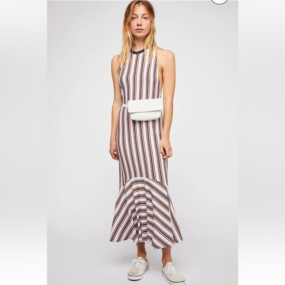 Free People Fallin For You Midi Tank Dress Womens Striped Long Racerback Sz S